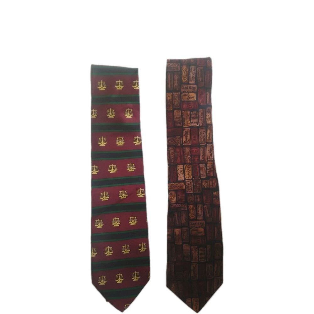 Allyn Neckware Ties Scales Of Justice And In Vino Veritas